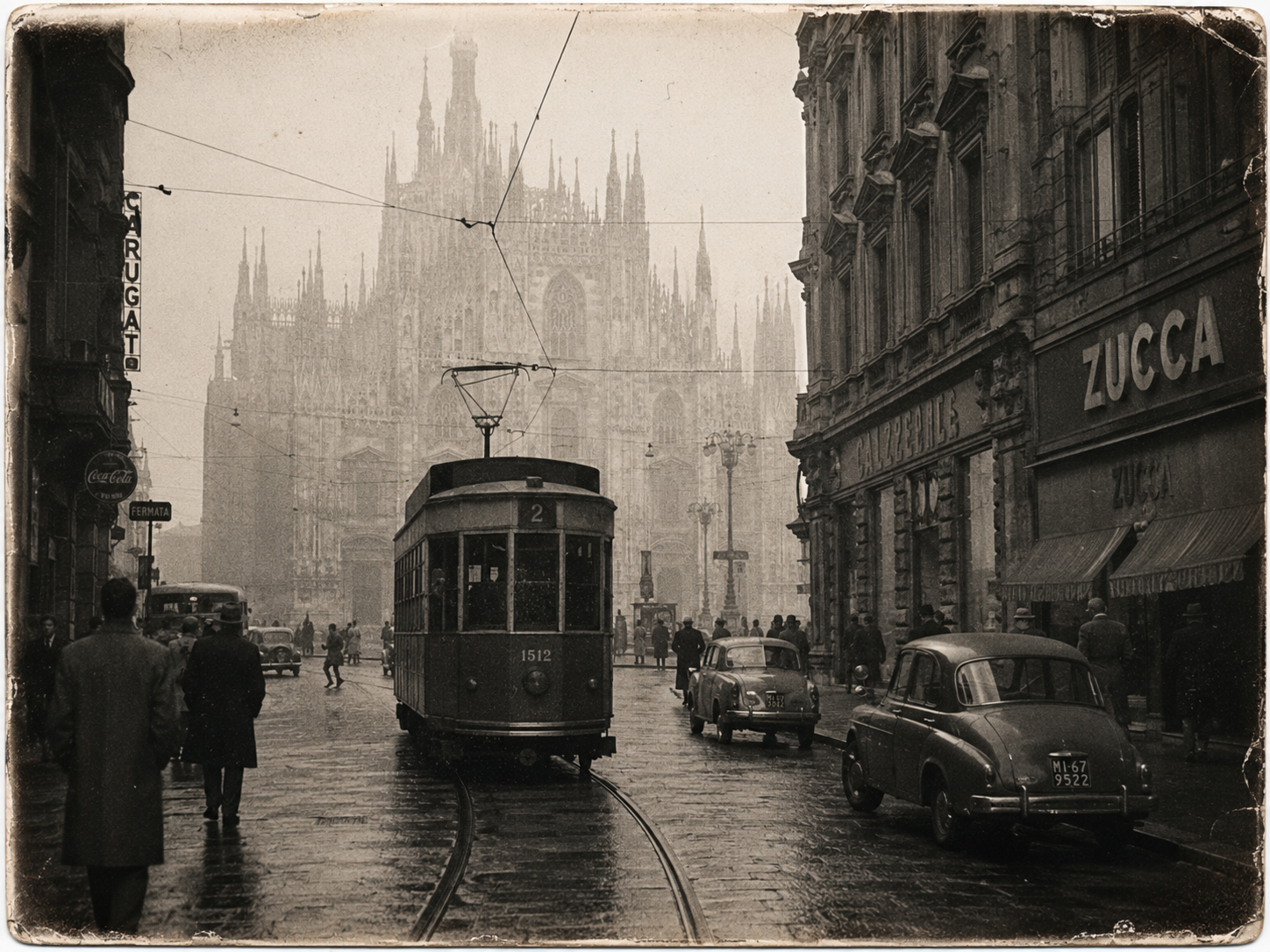 Milano storica, Duomo e tram in piazza